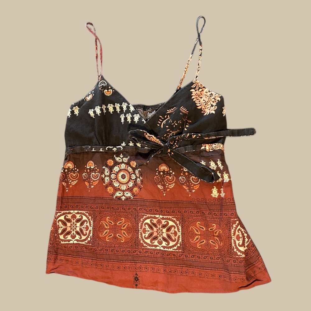 Vintage Y2K Tapestry Halter Cami Tie Top